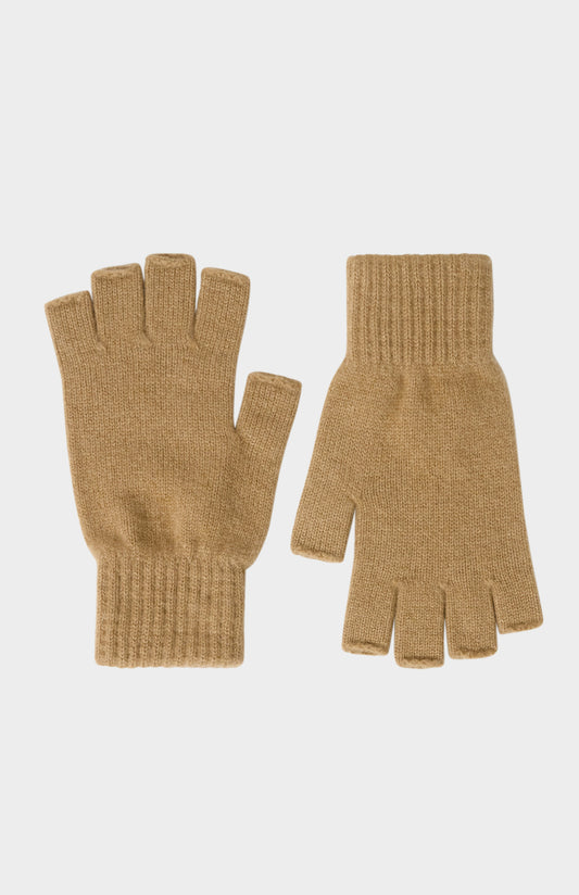 Fingerless Cashmere Gloves In Camel