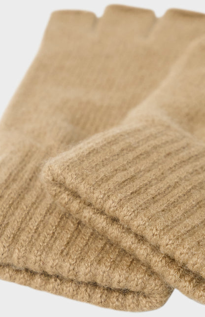 Fingerless Cashmere Gloves In Camel