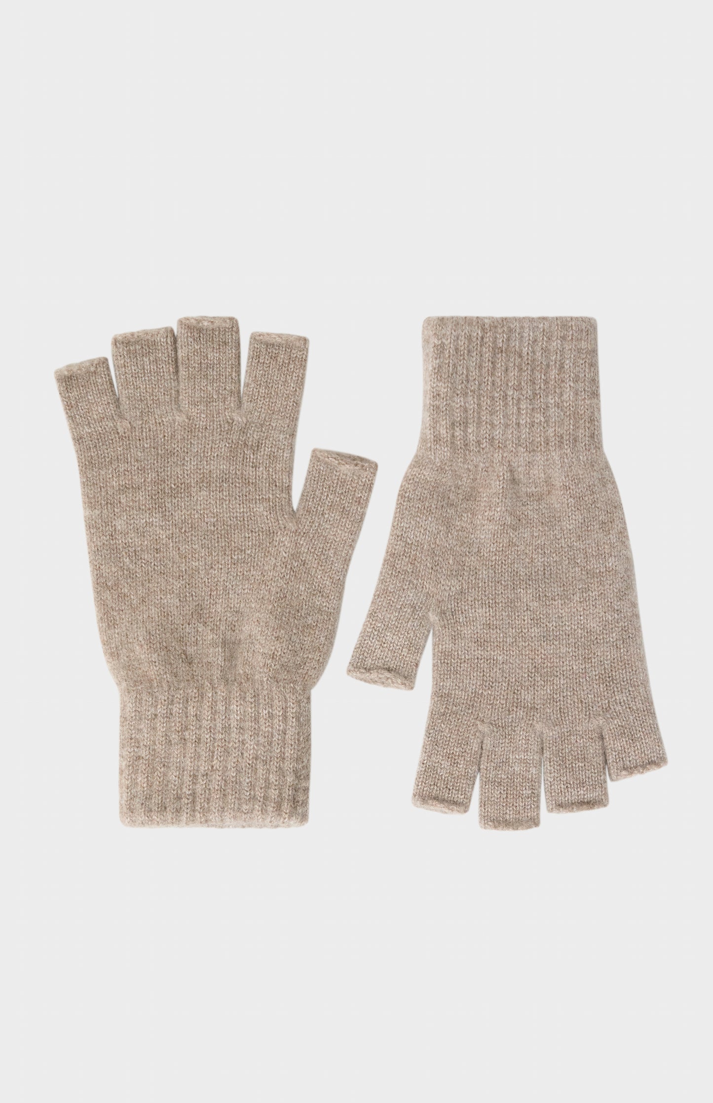 Fingerless Cashmere Gloves In Mushroom
