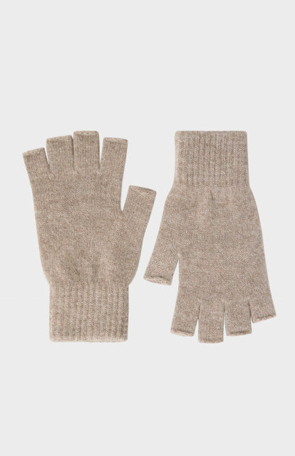 Fingerless Cashmere Gloves In Mushroom