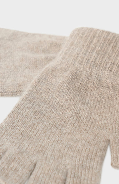 Fingerless Cashmere Gloves In Mushroom