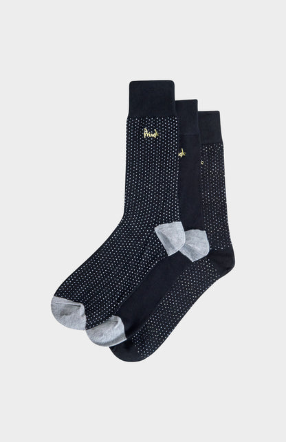 Men’s Black Bamboo Jacquard Socks with Polka Dot Pattern