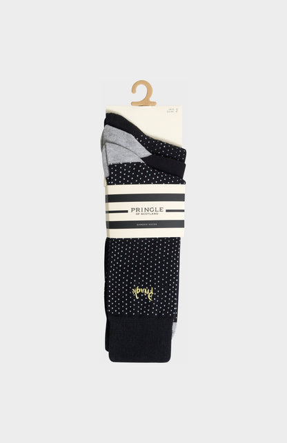 Men’s Black Bamboo Jacquard Socks with Polka Dot Pattern
