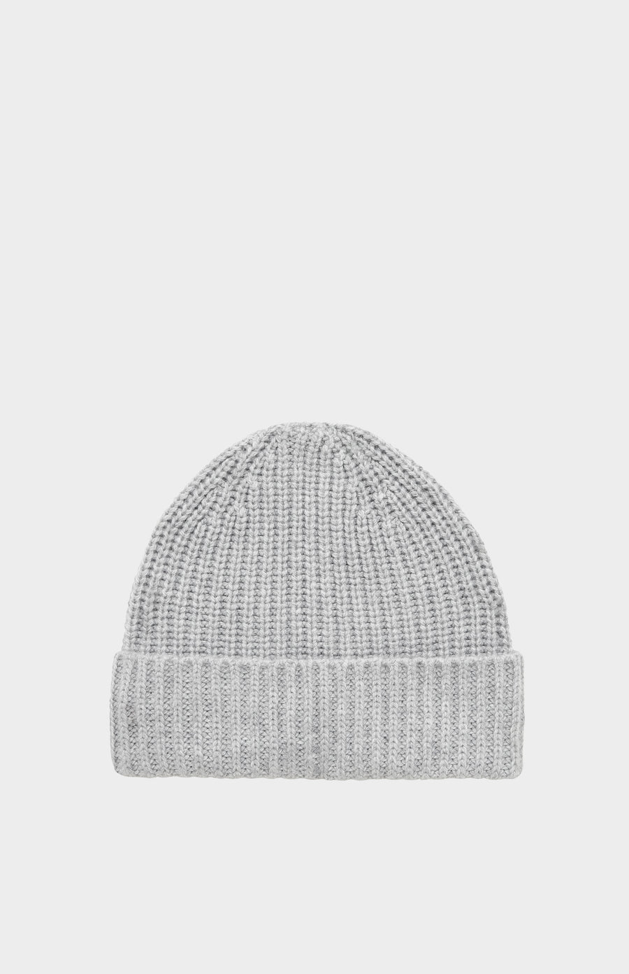 Pringle of Scotland Ribbed Cosy Cashmere Beanie In Light Grey Melange