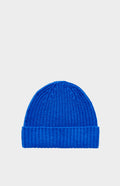 Pringle of Scotland Ribbed Cosy Cashmere Beanie In Sapphire Blue