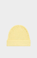 Ribbed Cashmere Beanie In Yellow