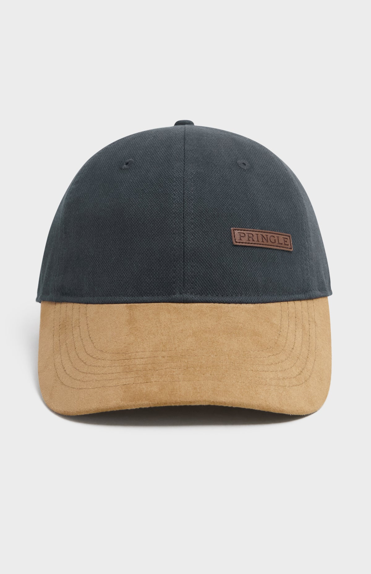 Canvas & Suede Cap In Navy & Mushroom