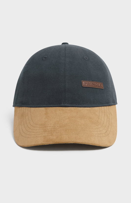 Canvas & Suede Cap In Navy & Mushroom
