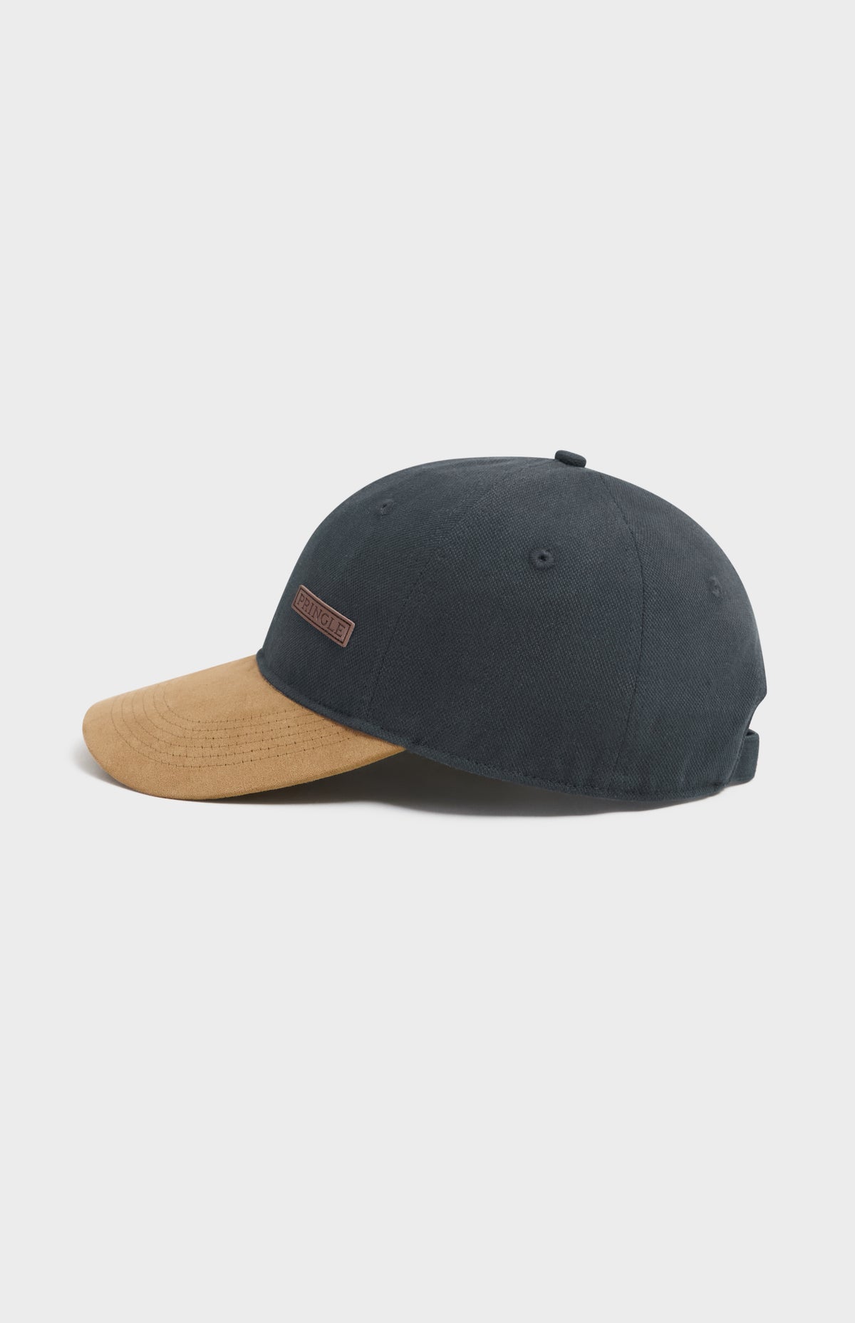 Canvas & Suede Cap In Navy & Mushroom