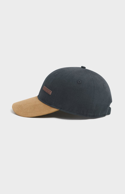 Canvas & Suede Cap In Navy & Mushroom