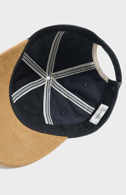 Canvas & Suede Cap In Navy & Mushroom