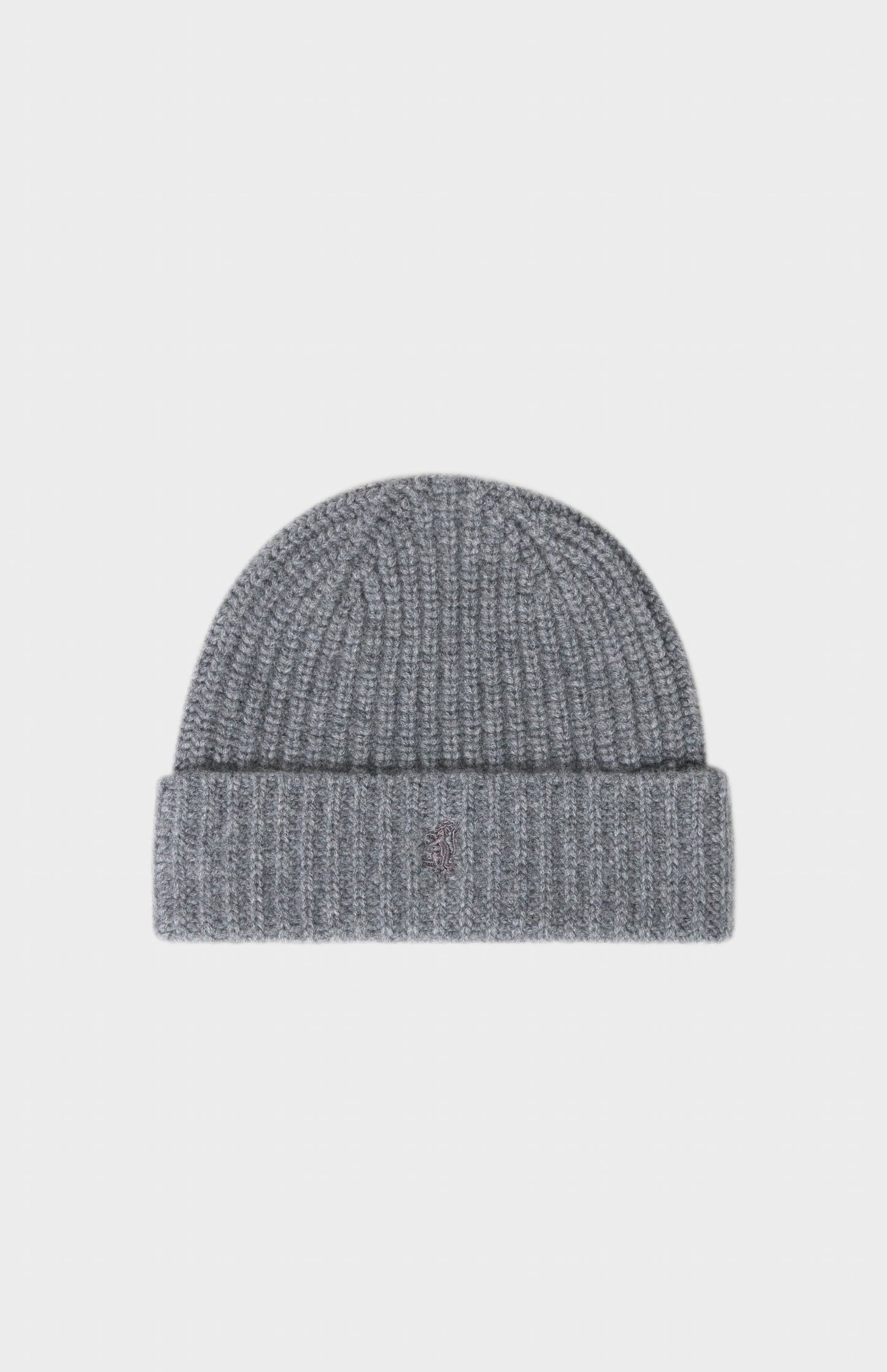 Ribbed Chunky Cashmere Beanie In Grey
