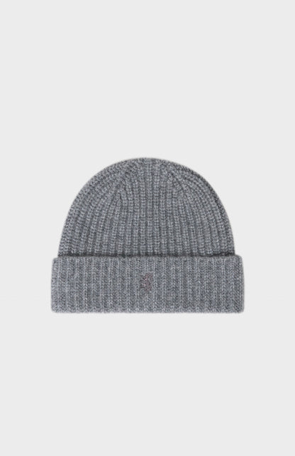 Ribbed Chunky Cashmere Beanie In Grey