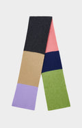 Brushed Multi-colour Lambswool Scarf In Block Stripes