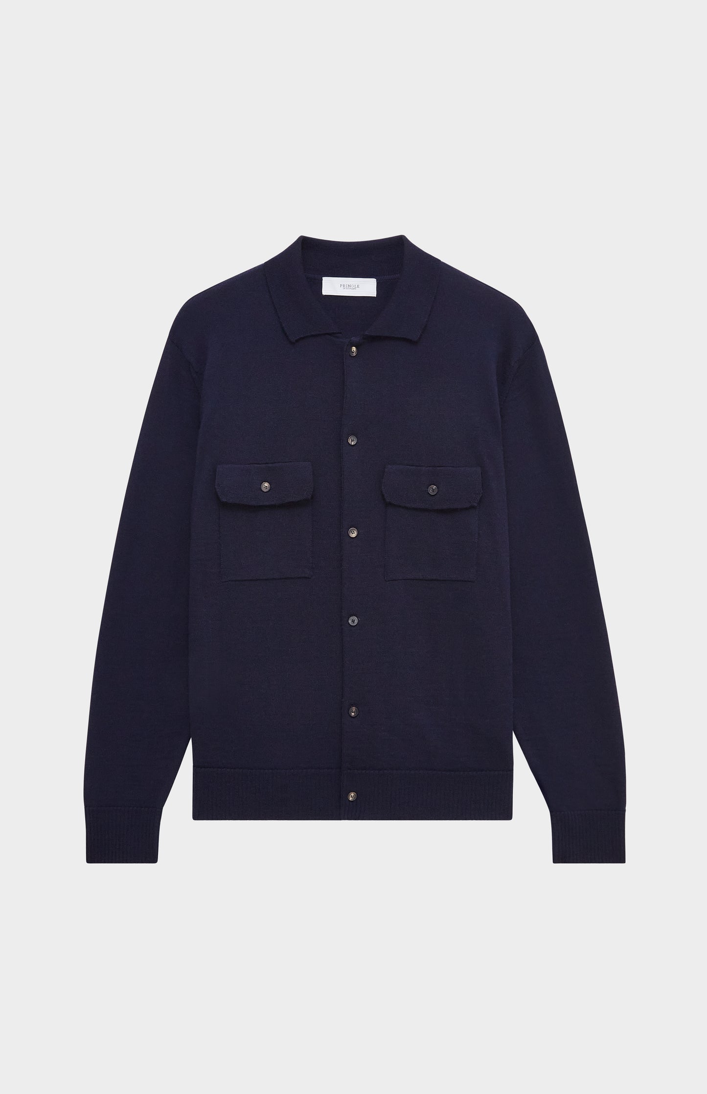 Pringle of Scotland Fine Merino Knitted Overshirt in Navy