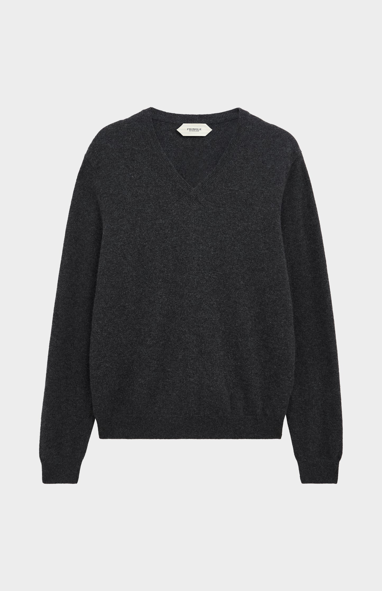 Men's Classic V-neck Cashmere Jumper In Charcoal Melange