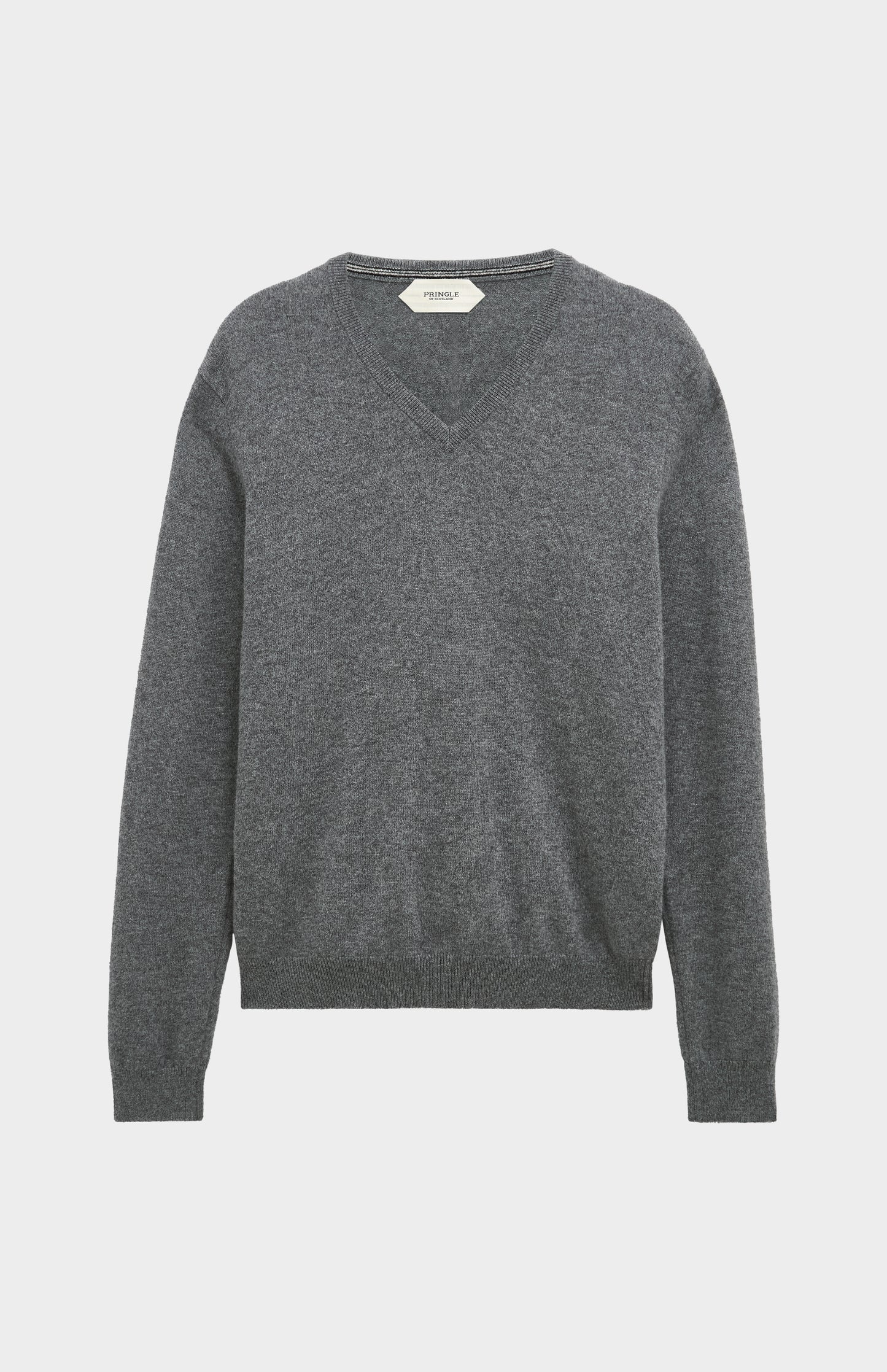 Men's Classic V-neck Cashmere Jumper In Light Grey Melange