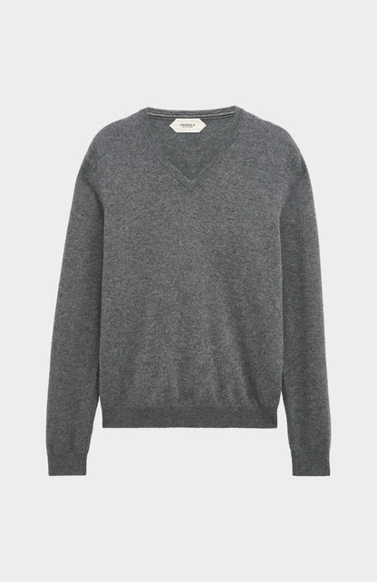 Men's Classic V-neck Cashmere Jumper In Light Grey Melange