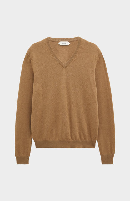 Men's Classic V-neck Cashmere Jumper In Camel