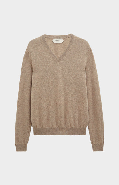 Men's Classic V-neck Cashmere Jumper In Mushroom