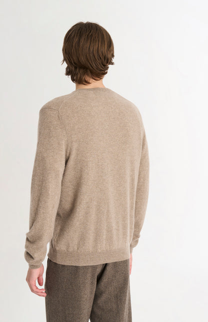 Men's Classic V-neck Cashmere Jumper In Mushroom