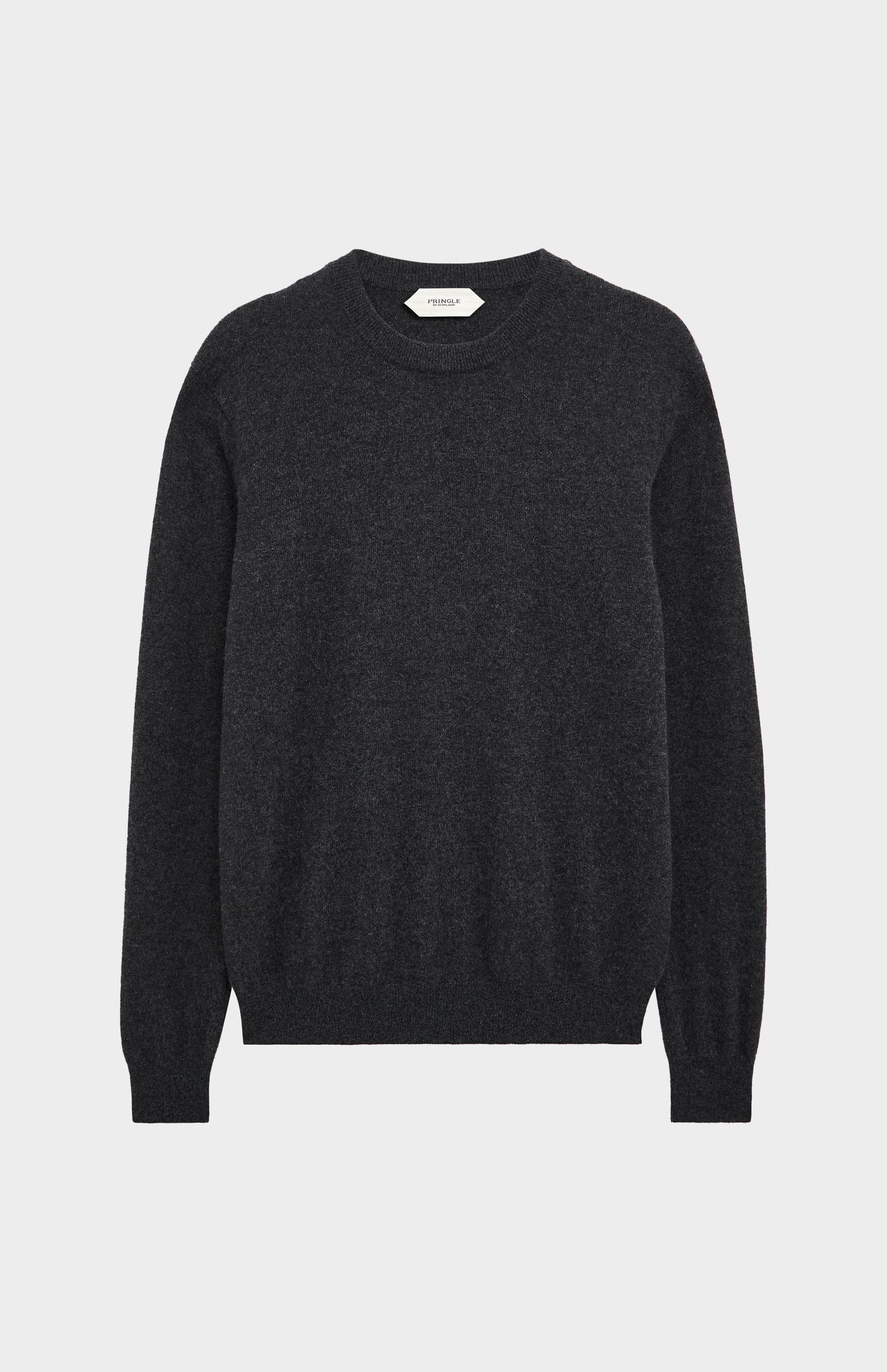 Pringle Men’s Cashmere Crew Neck Jumper In Charcoal Melange flat shot