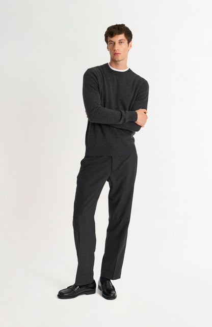 Pringle Men’s Cashmere Crew Neck Jumper In Charcoal Melange on model full length