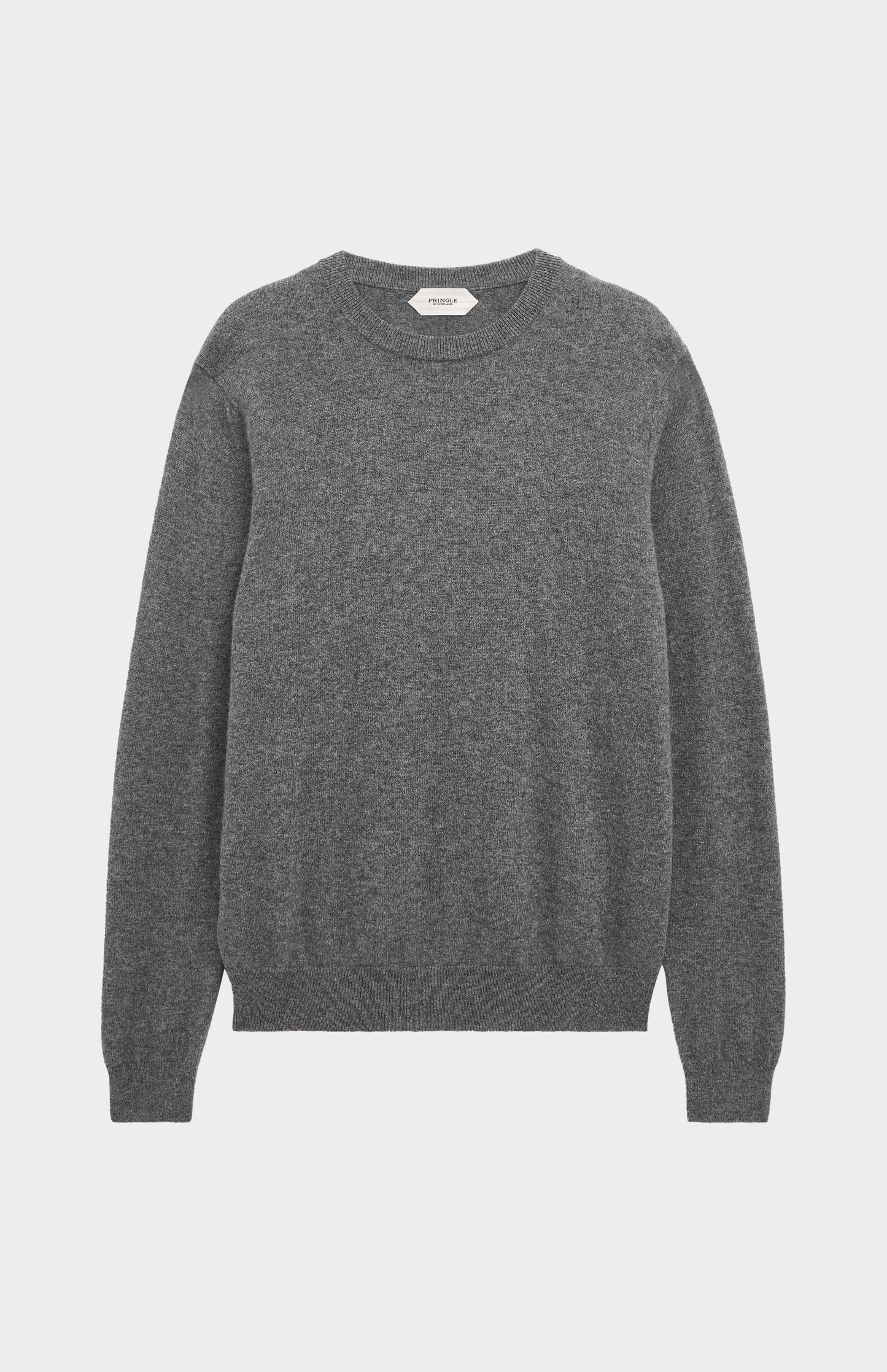 Pringle Men’s Cashmere Crew Neck Jumper In Light Grey Melange flat shot