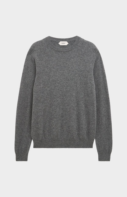 Pringle Men’s Cashmere Crew Neck Jumper In Light Grey Melange flat shot