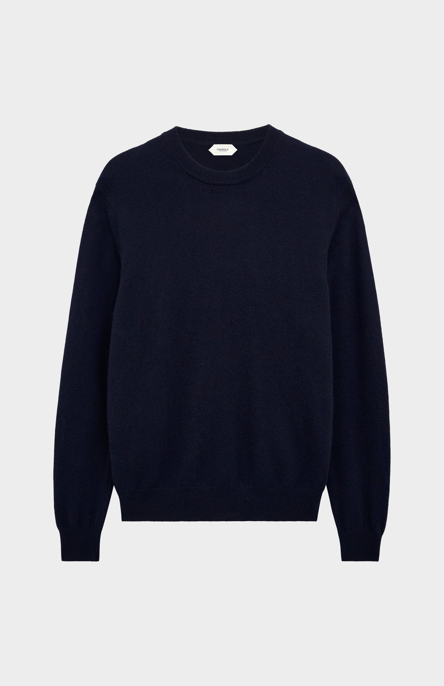 Pringle of Scotland Men’s Cashmere Crew Neck Jumper In Navy Blue flat shot