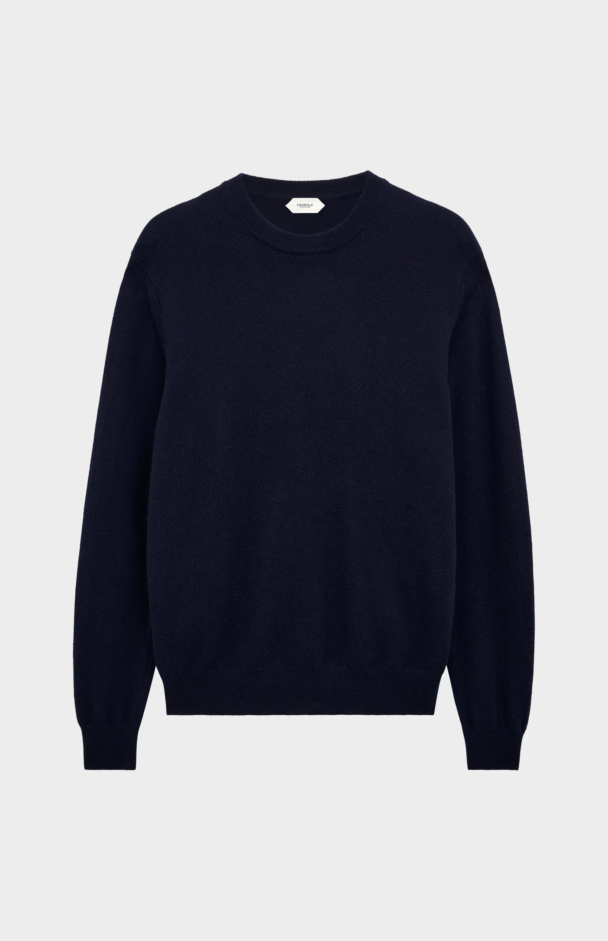 Pringle of Scotland Men’s Cashmere Crew Neck Jumper In Navy Blue flat shot