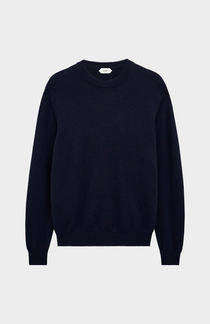 Pringle of Scotland Men’s Cashmere Crew Neck Jumper In Navy Blue flat shot