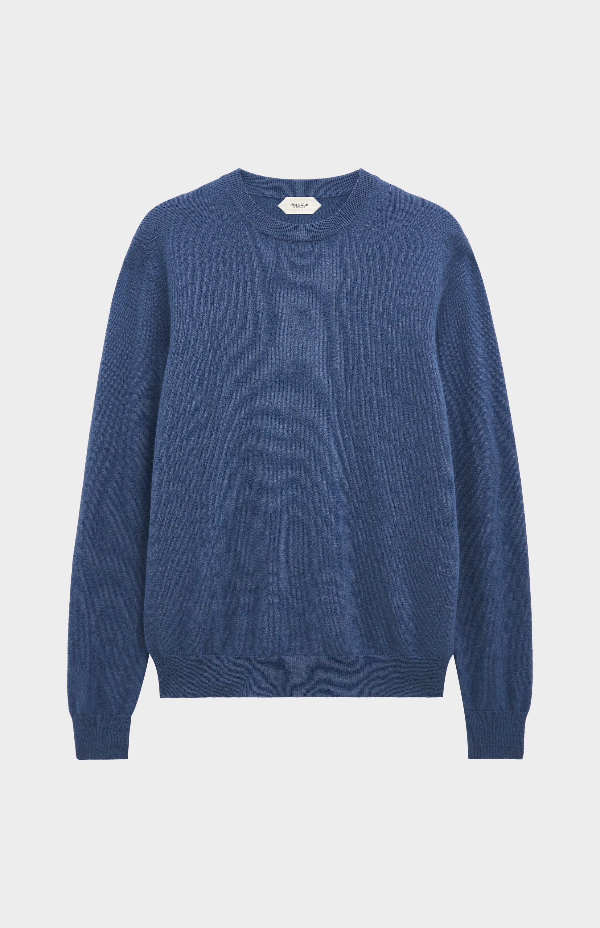 Pringle of Scotland Men’s Cashmere Crew Neck Jumper In Bering Sea Blue flat shot