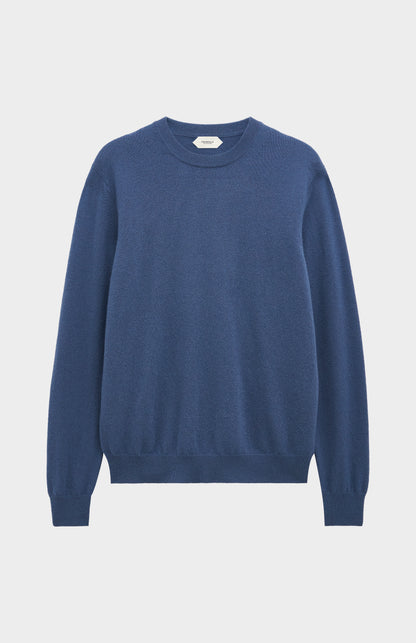 Pringle of Scotland Men’s Cashmere Crew Neck Jumper In Bering Sea Blue flat shot