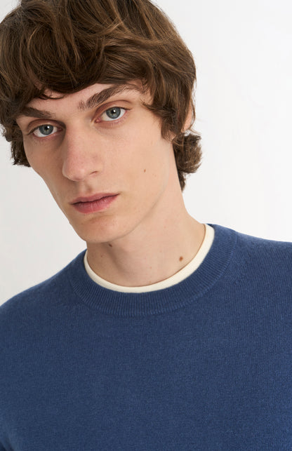 Men's Classic Crew Neck Cashmere Jumper In Bering Sea Blue