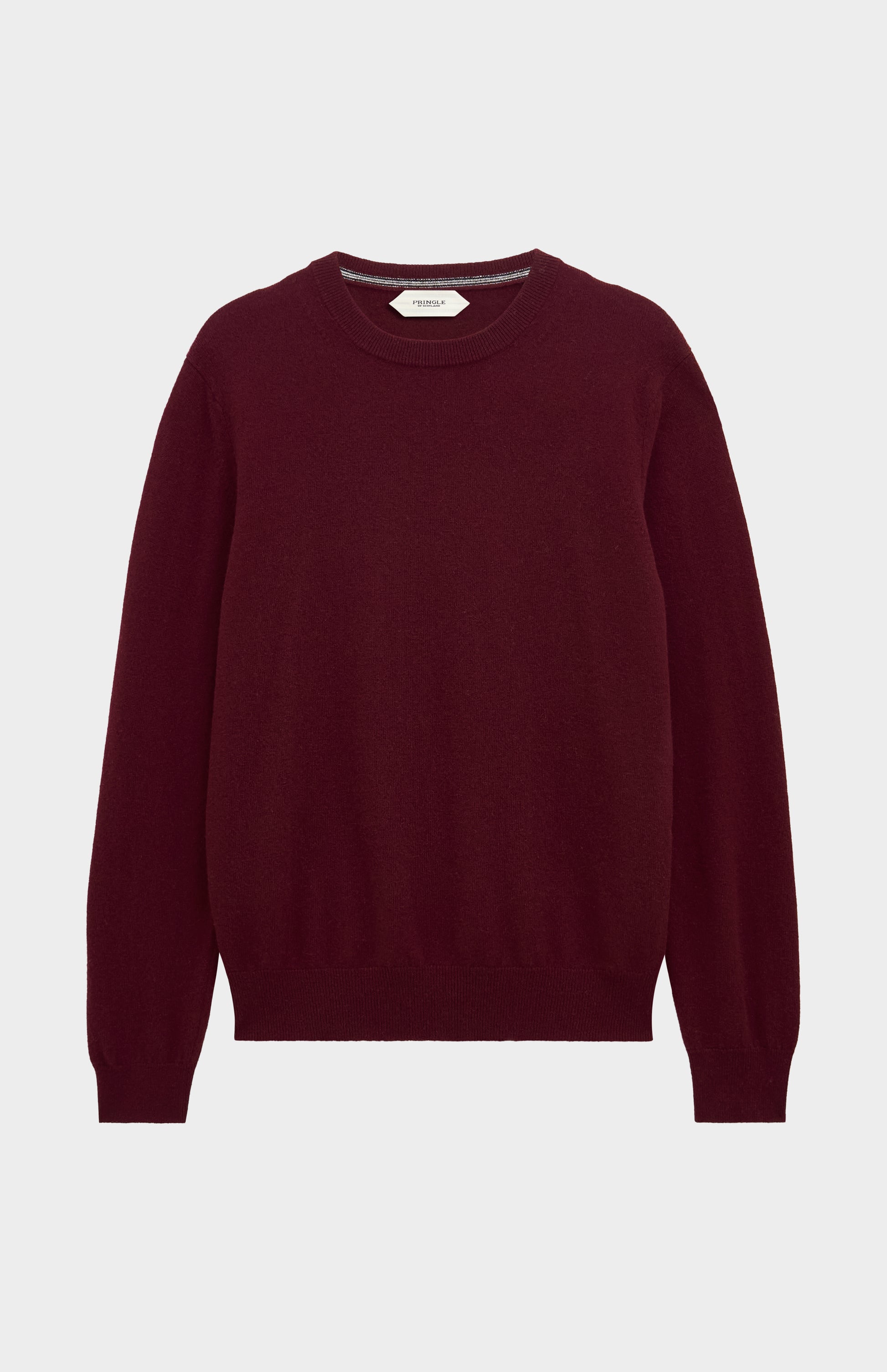 Pringle of Scotland Men’s Cashmere Crew Neck Jumper In Burgundy flat shot