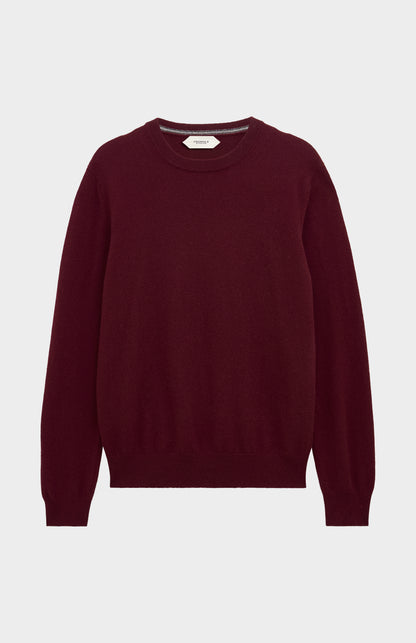 Pringle of Scotland Men’s Cashmere Crew Neck Jumper In Burgundy flat shot