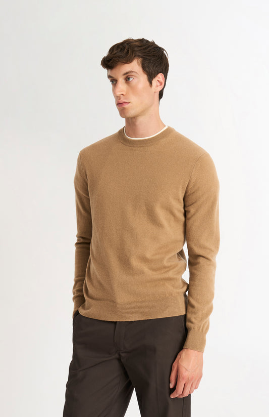 Men's Classic Crew Neck Cashmere Jumper In Camel