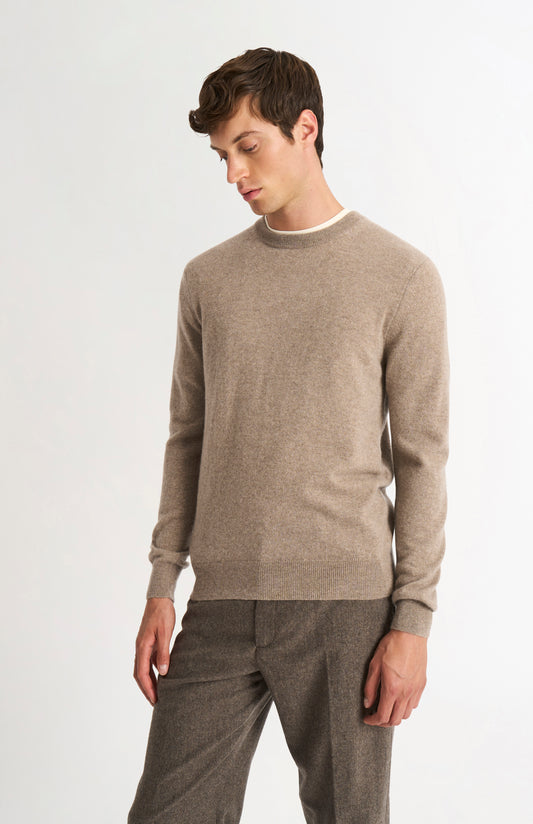 Men's Classic Crew Neck Cashmere Jumper In Mushroom