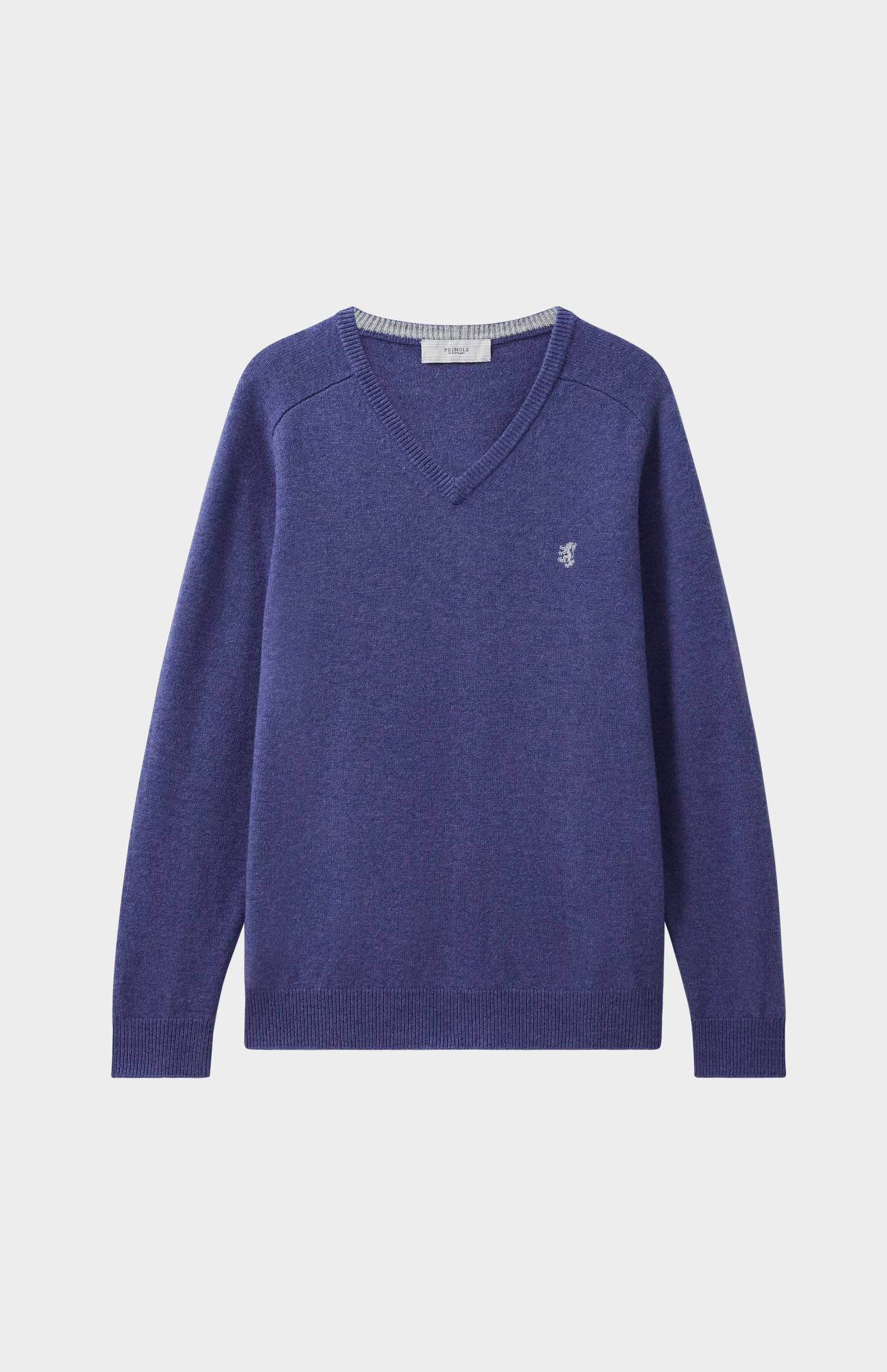 Pringle V Neck Lambswool Jumper in Dark Indigo with Contrast Tipping flat shot