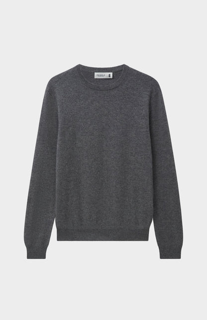 Men's Classic Round Neck Cashmere Jumper In Grey Melange