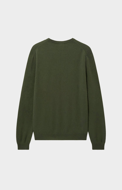 Men's Classic Round Neck Cashmere Jumper In Evergreen