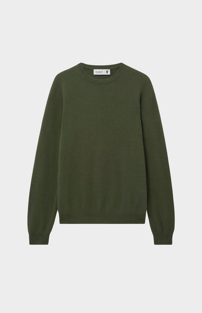 Men's Classic Round Neck Cashmere Jumper In Evergreen