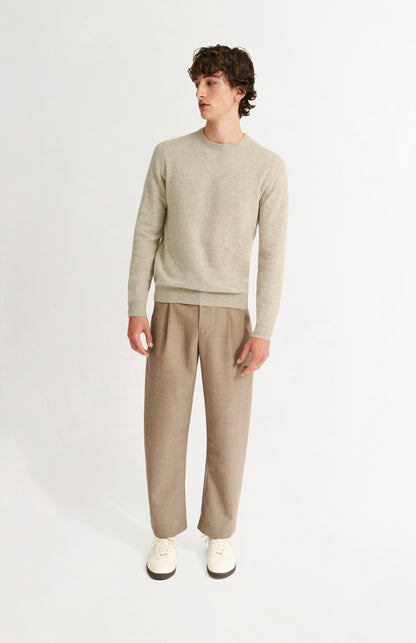 Men's Classic Round Neck Cashmere Jumper In Oatmeal