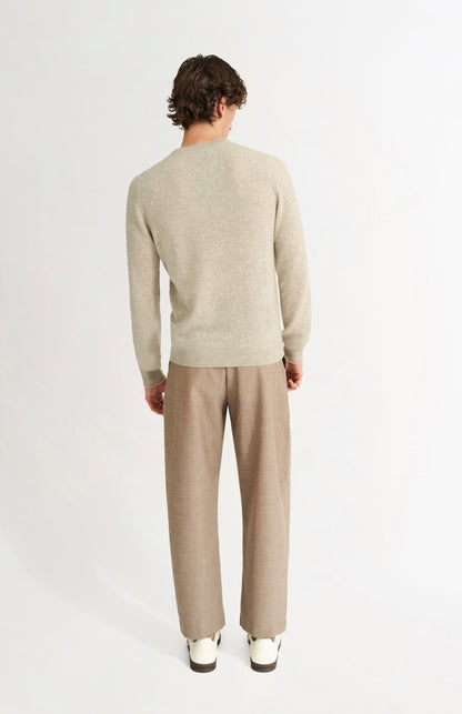 Men's Classic Round Neck Cashmere Jumper In Oatmeal