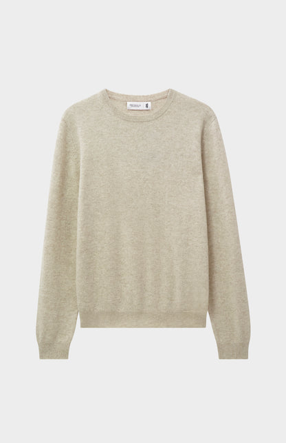 Men's Classic Round Neck Cashmere Jumper In Oatmeal