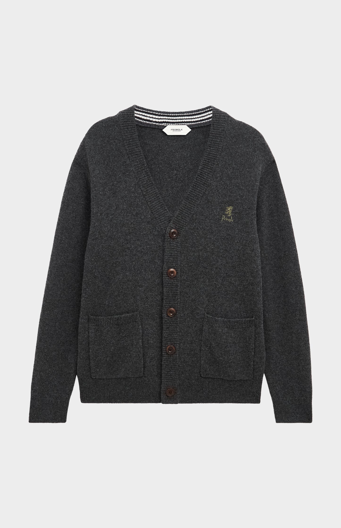 Men's Classic Supersoft Lambswool Cardigan In Charcoal