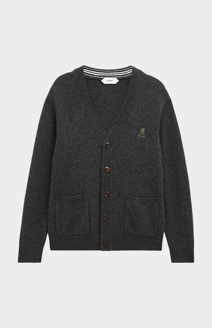 Men's Classic Supersoft Lambswool Cardigan In Charcoal
