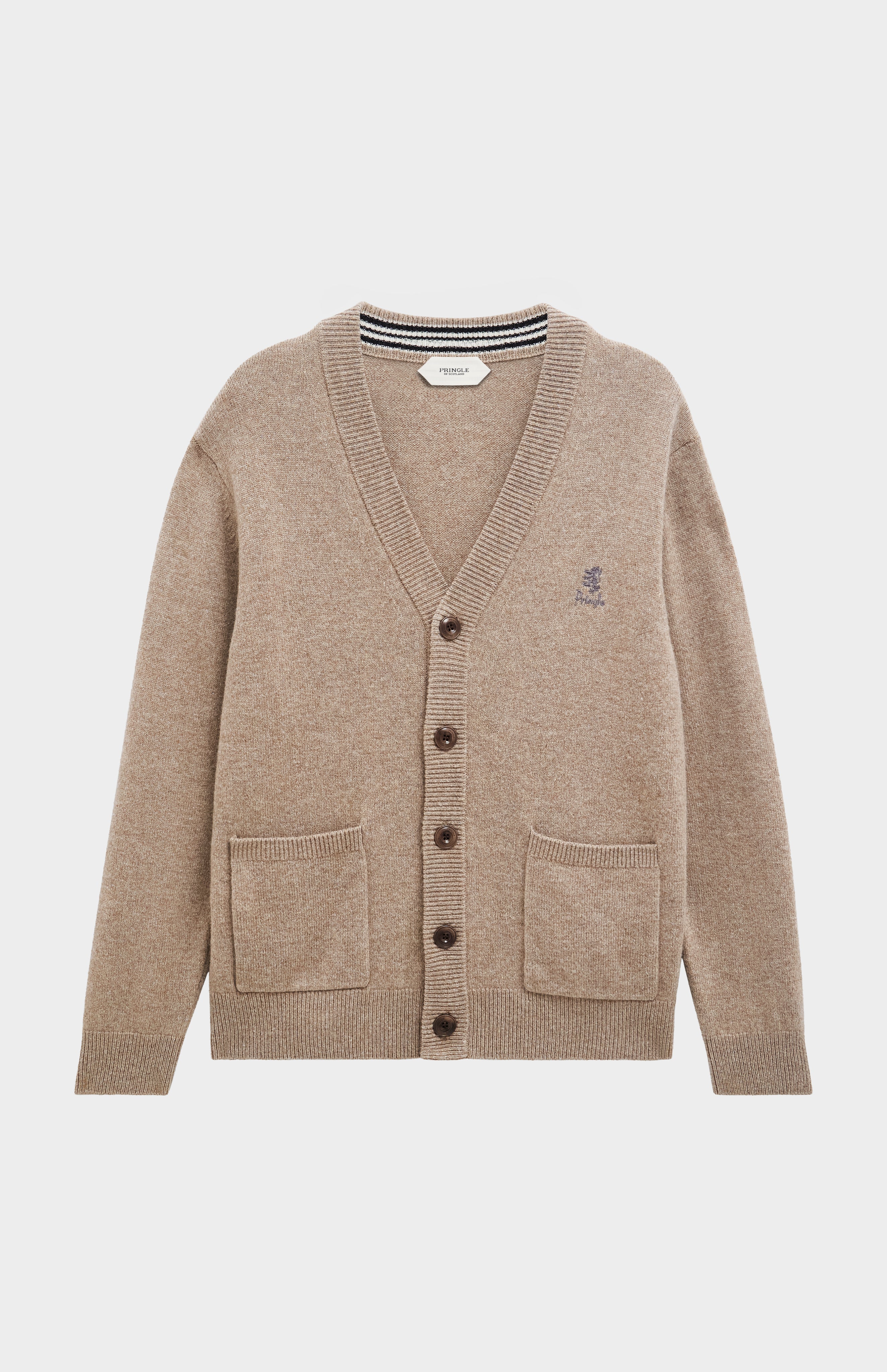 70S Pringle of SCOTLAND カシミヤ カーディガン Pringle of Scotland Men's Lambswool Cardigan In Mushroom