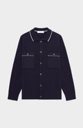 Pringle Knitted lambswool overshirt in Navy with contrast edging